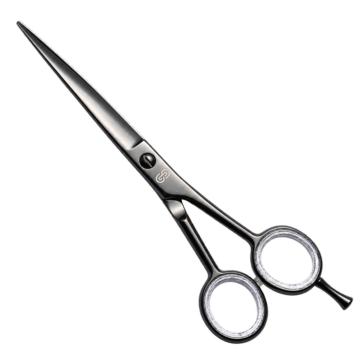 Dark polished cutting shear with clear ring inserts